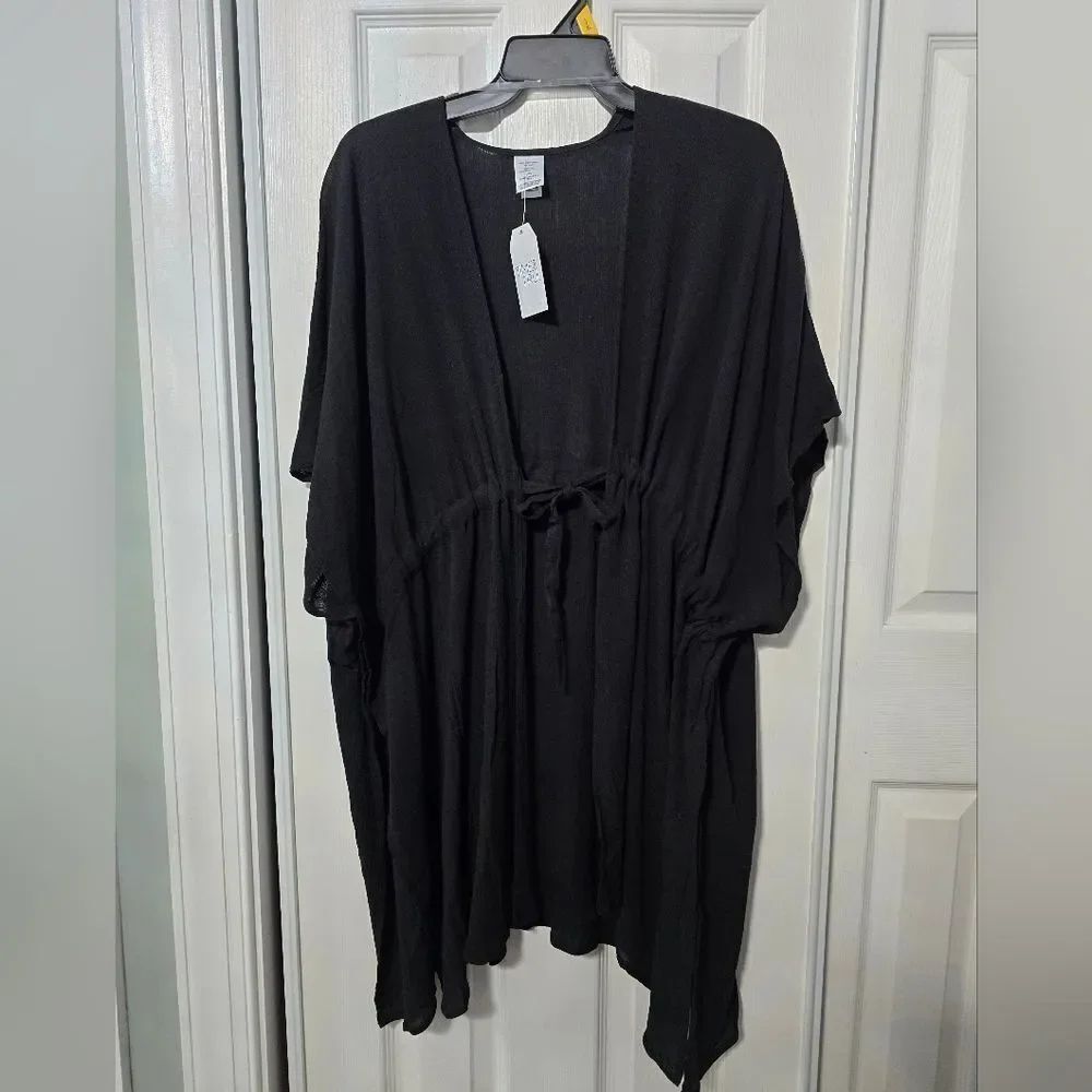 Nwt Time and Tru Women's Ruched Tie Front Ruana Sun Cover